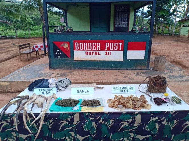 
					Puluhan Bungkus Ganja, Hingga Dua Pasang Tanduk Rusa Berhasil Diamankan Satgas Yonmek 521/DY