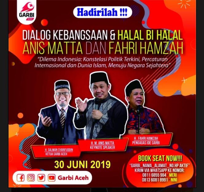 
					Garbi Sambut Kedatangan Anis Matta Dalam Dialog Kebangsaan dan Halal Bihalal di Banda Aceh