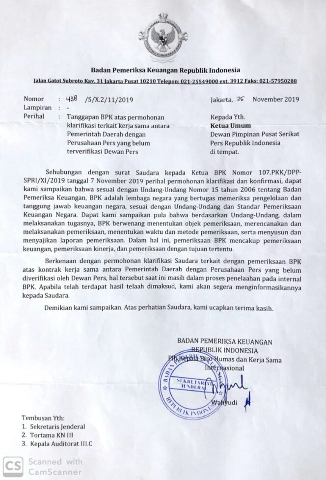 
					SPRI : Dewan Pers Dinilai Lakukan Pembohongan Publik Yakni BPK RI Tidak Pernah Gunakan Verifikasi Media Dewan Pers