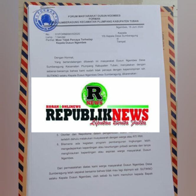 
					Mosi Tidak Percaya Warga Dusun Ngembes Terhadap Kepala Dusunnya.