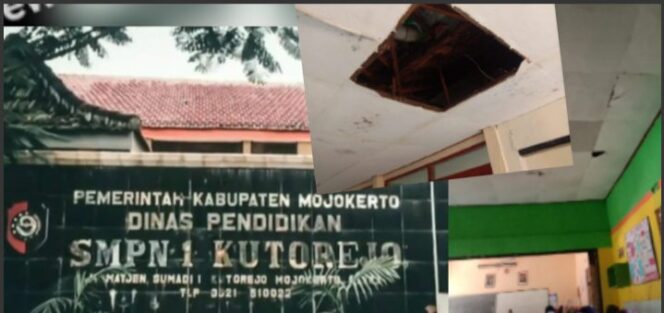 
					Memprihatinkan Gedung “SMPN 1 Kutorejo” Plafon Dan Daun Pintu Nampak Rapuh Serta Rusak