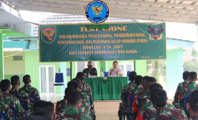 
					BNNK Wayakanan Lakukan Kie P4GN dan Tes Urine Di Kodim 0427/Waykanan