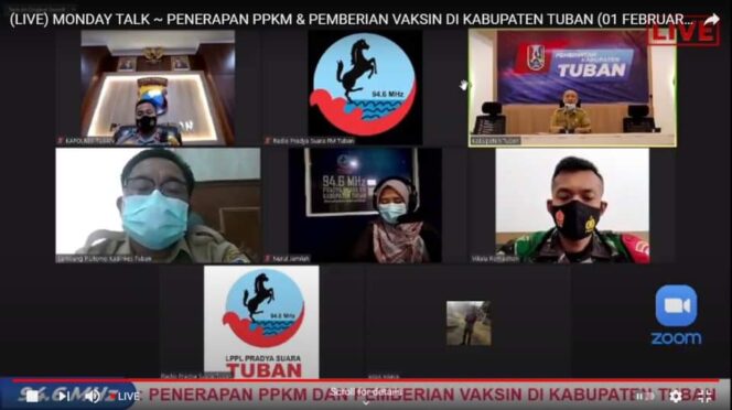 
					BERLAKUKAN PPKM DAN VAKSINASI COVID 19. Kadinkes Tuban : vaksin yang digunakan sangat aman dan halal, karena telah memiliki sertifikat BPOM dan MUI.