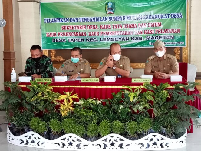 
					Pelantikan Pengambilan Sumpah Mutasi Perangkat Desa, Lima Jabatan Dalam Pemerintahan Desa Tapen Lembeyan