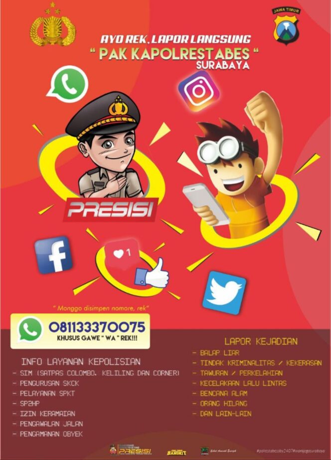 
					Kapolrestabes Surabaya Luncurkan Whatsapp Center “Lapor Pak Kapolrestabes”