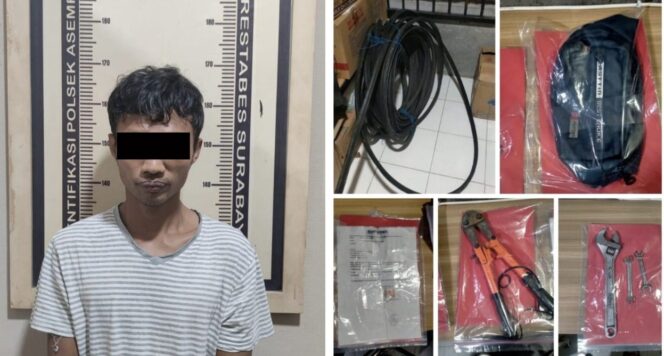 
					Pencuri Kabel Telkom Di Kalianak Barat Surabaya Diringkus Polisi