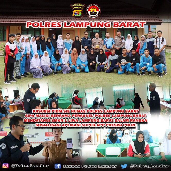 
					Polres Lampung Barat Sosialisasikan Aplikasi Polri SuperApp di SMK Negeri 1 Liwa