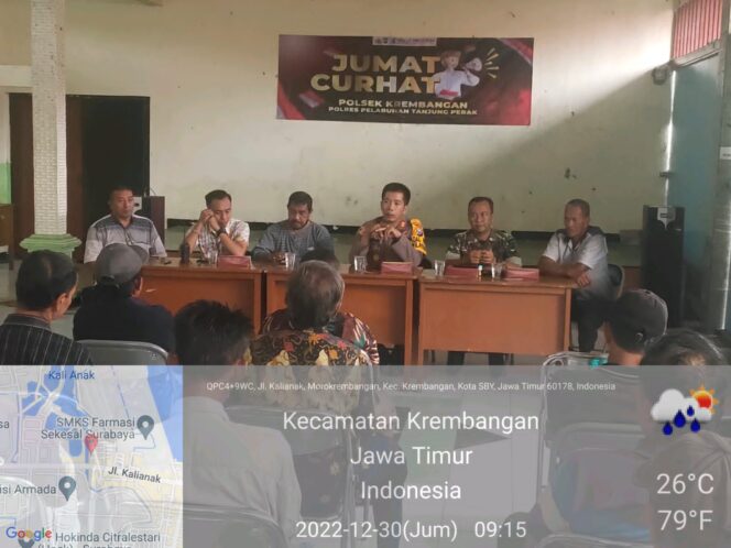 
					Bersama Warga Nelayan Morokrembangan Kapolsek Krembangan Gelar Jum’at Curhat