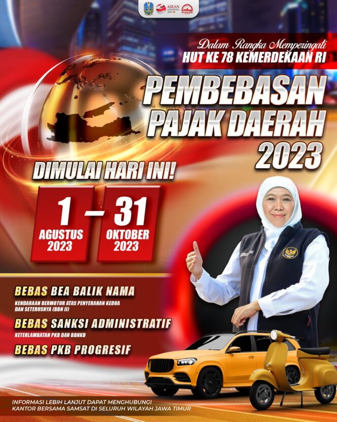 
					Program Pembebasan pajak Kendaraan Oleh Gubernur Jatim Kembali Digelar Dalam Menyambut HUT RI