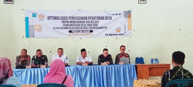
					Kolaborasi Pemdes Rejomulyo Dengan UNESA Terkait Sosialisasi Tata Kelola Pemerintahan Desa