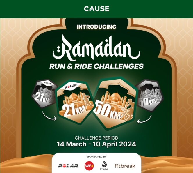 
					CAUSE MONTHLY RUN & RIDE CHALLENGES, SOLUSI MENJAGA KEBUGARAN SELAMA BULAN SUCI RAMADAN