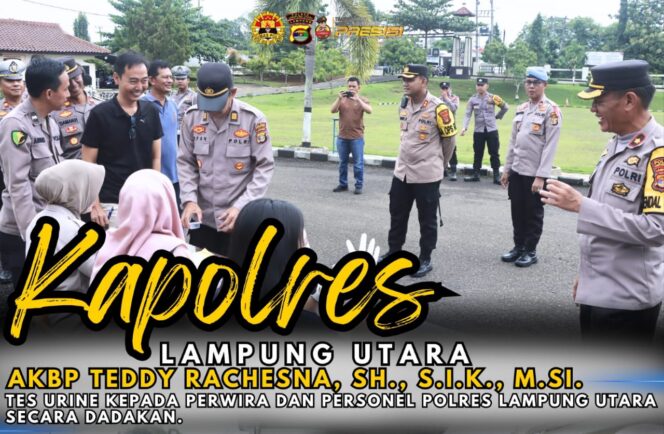 
					Pastikan Bersih Dari Narkoba, Kapolres Lampung Utara Mendadak Tes Urine Personel