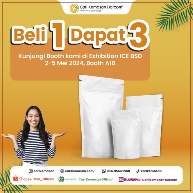
					UMKM: Kemasan menarik, omzet Cantik. Cetak kemasan 5menit, beli 1 dapat 3.