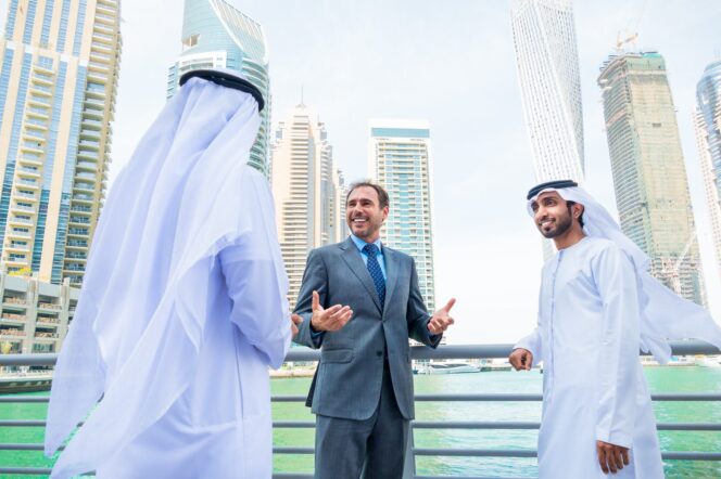 
					Business men meeting in Dubai UAE