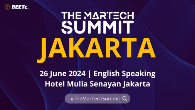 
					The MarTech Summit Jakarta akan berlangsung pada 26 Juni 2024 di Hotel Mulia Senayan Jakarta