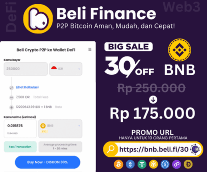 
					Diskon 30% Token BNB Hanya untuk 100 Orang Pertama: Kesempatan Emas yang Tak Boleh Dilewatkan!