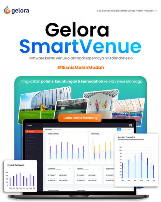 
					Update Fitur Baru, Gelora.id Permudah Pemilik Lapangan Olahraga untuk digitalisasi bisnis venue olahraga dengan fitur Self-Onboarding (Pendaftaran Mandiri) pada produk Gelora SmartVenue