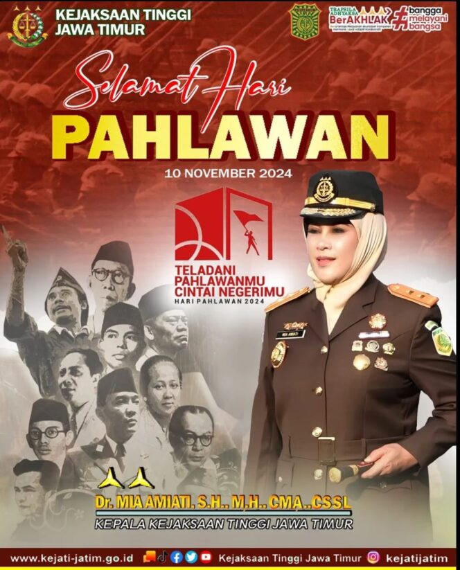 
					Kajati Jatim Mia Amiati : Semangat Pahlawan, Teladan Membangun Bangsa dan Negara